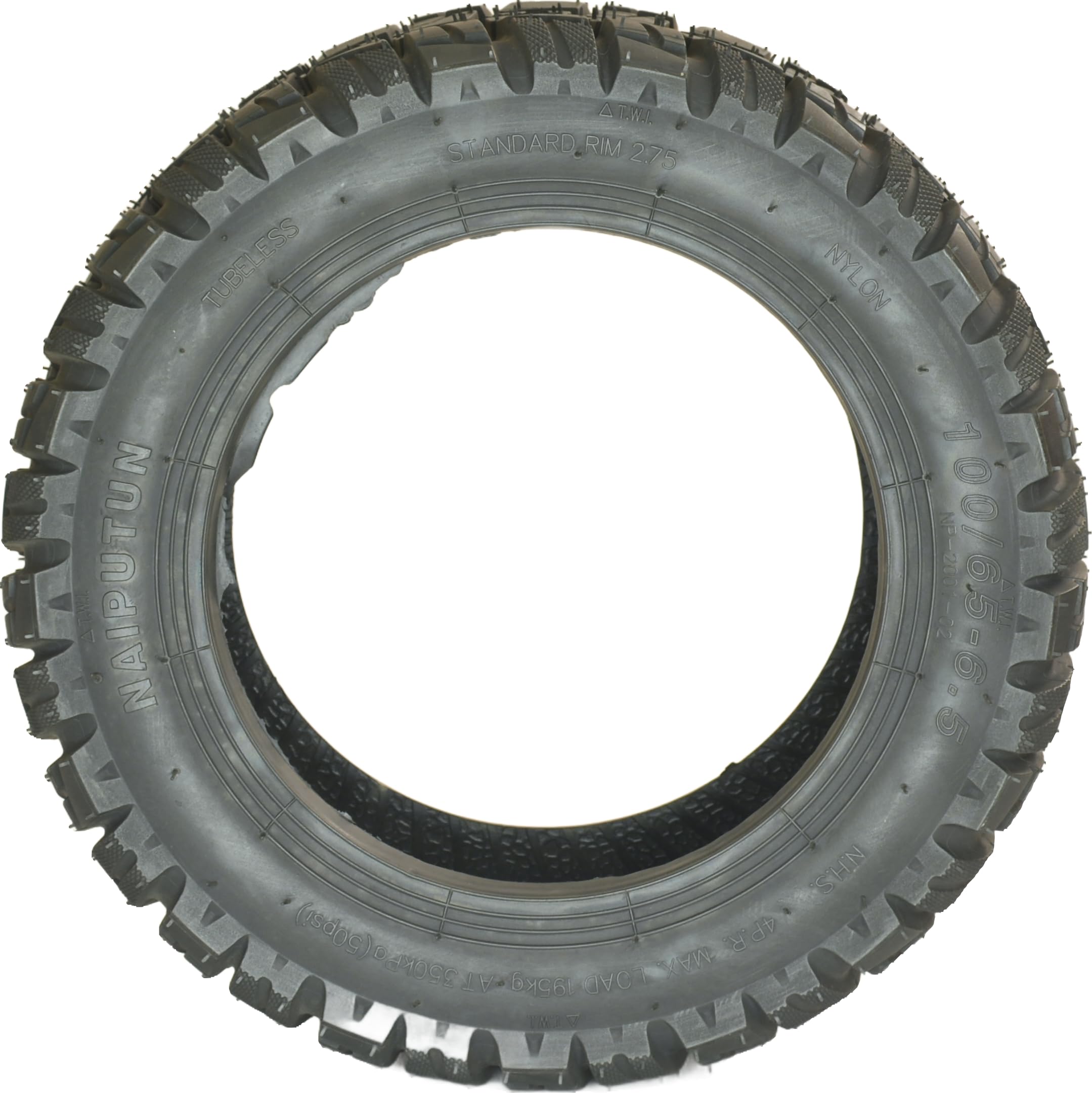 Naiputun Pneumatico Tubeless per Monopattino Elettrico, 100/65-6,5 pollici, Compatibile con Cerchio 2,75, Design All Terreno