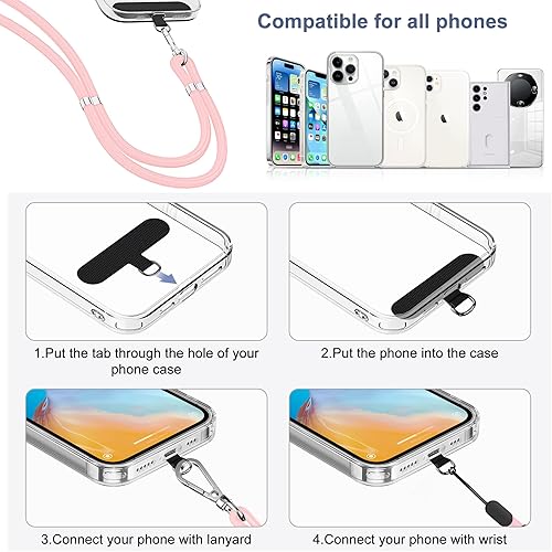 Miniatura 26 de takyu Cordón para teléfono celular, correa ajustable para el cuello y 2 correas de muñeca para teléfono con parches de sujeción para teléfono