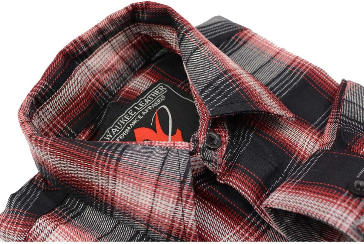 Milwaukee Leather MNG11659 Men's Black and White with Red Long Sleeve Cotton Flannel Shirt - Image 2