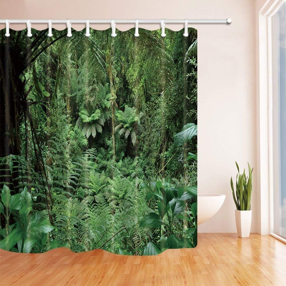 SZZWY Tropical Rainforest Shower Curtains for Bathroom Palm