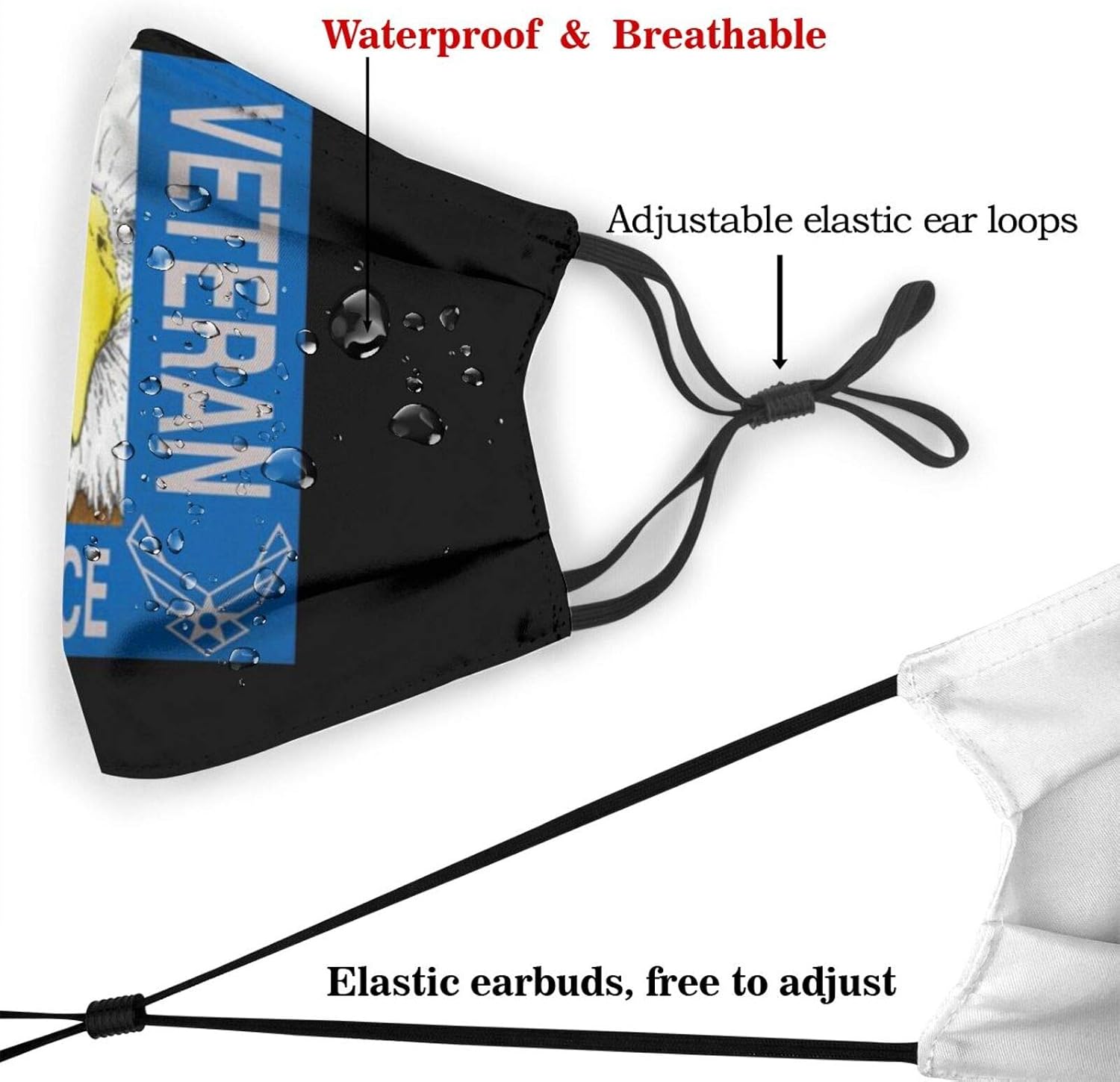 Doomfist Veteran Us Air Force Dust Washable Reusable Filter and Reusable Mouth Windproof Warm Cotton Face