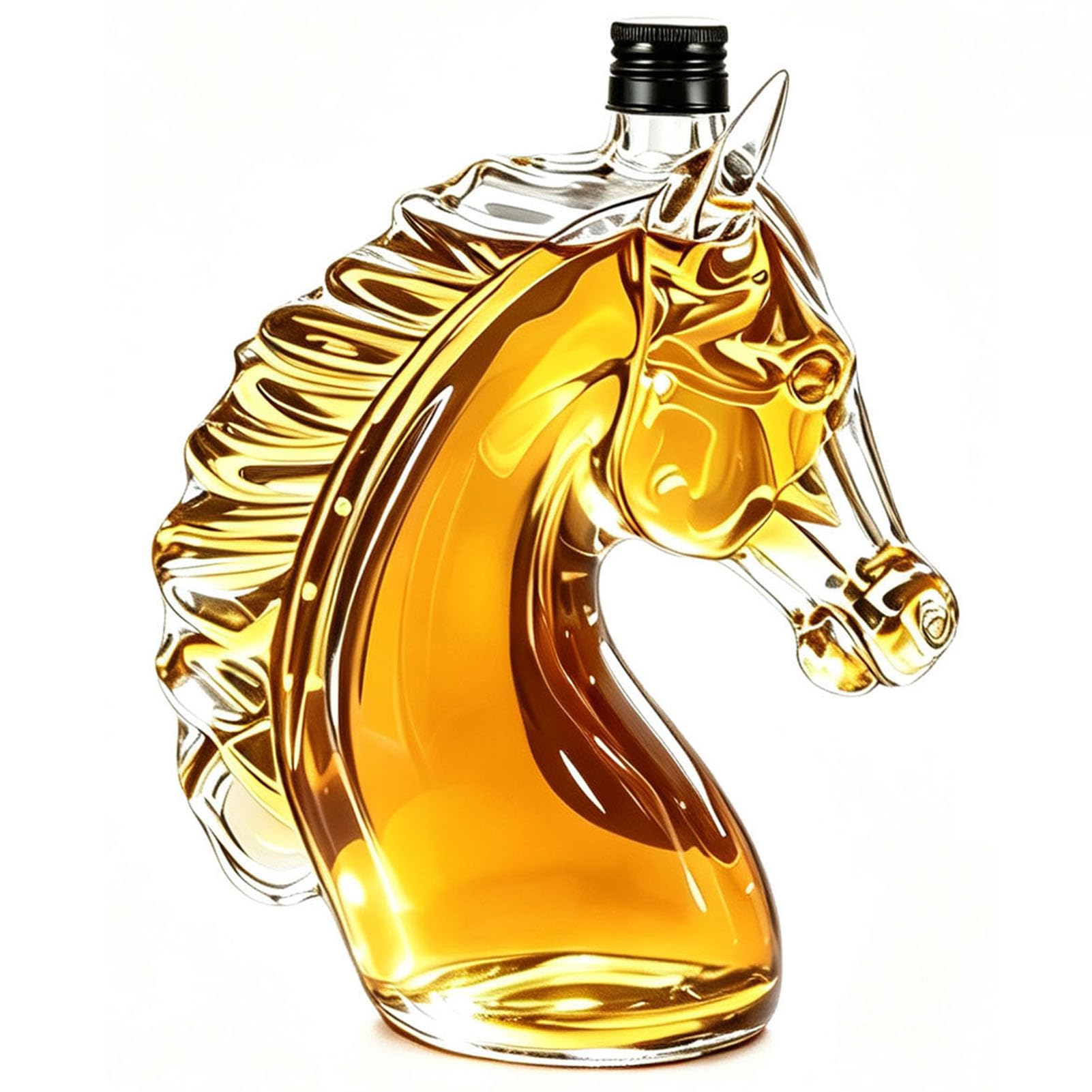 DTSXFTLY Large Capacity 33.8 oz 3D Horse Head Whiskey Decanter