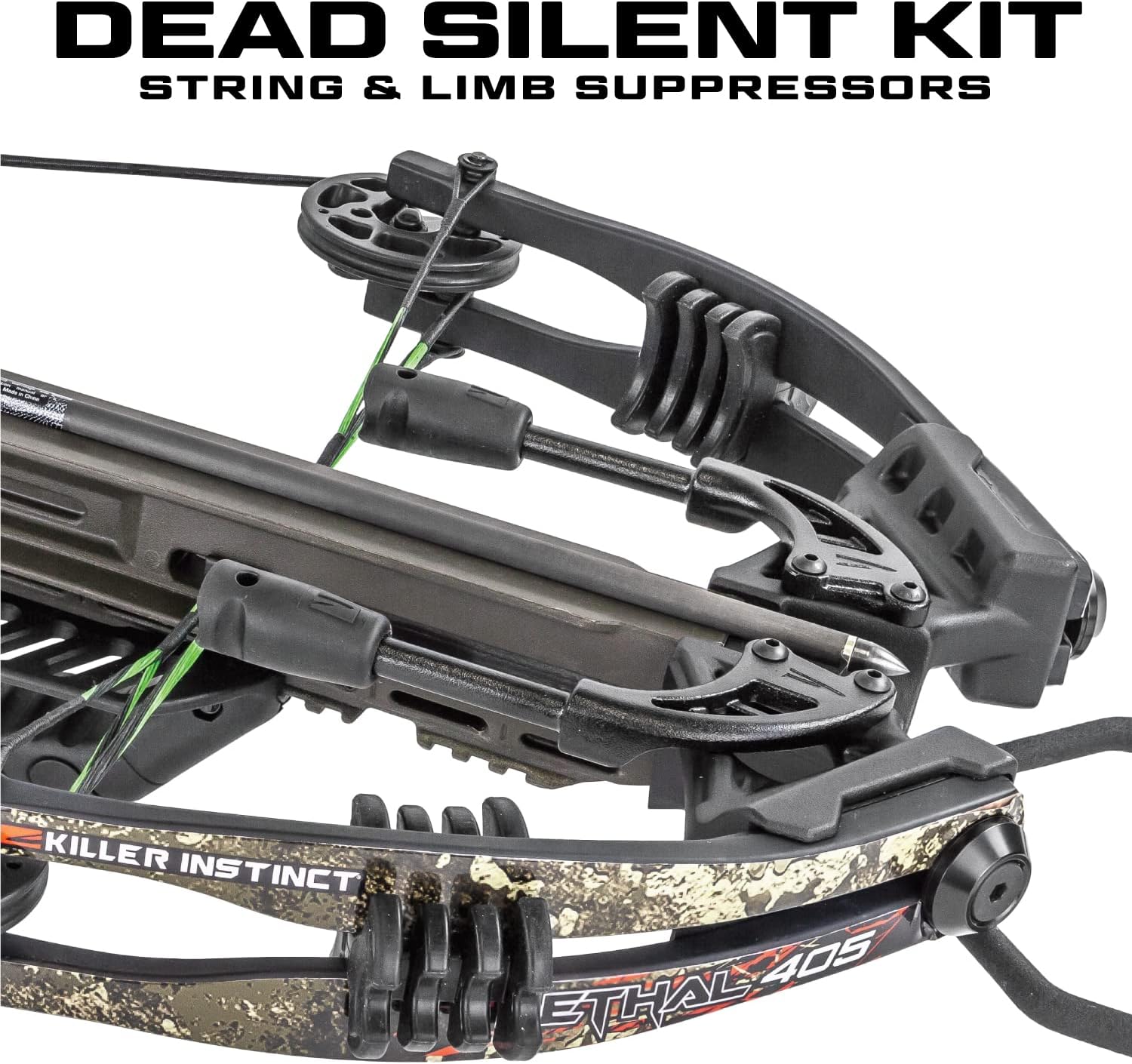 Killer Instinct Lethal 405 Crossbow Pro Package with 4 x 32 Non-Illuminated Scope, Rope Cocker, String Suppressors, 3-Bolt Quiver, 3 Hypr Lite Bolts and Field Tips, Stick of Rail Lube