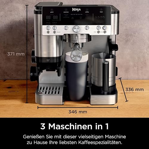 Ninja Luxury Premier 3-in-1 Coffee Maker, Latte, Cappuccino, Cold Brew & Espresso Maker, Built-in Bean Grinder & Milk Frother, Easy to Use, 4 Automatic Frothing Settings, Silver, ES601EU - 2