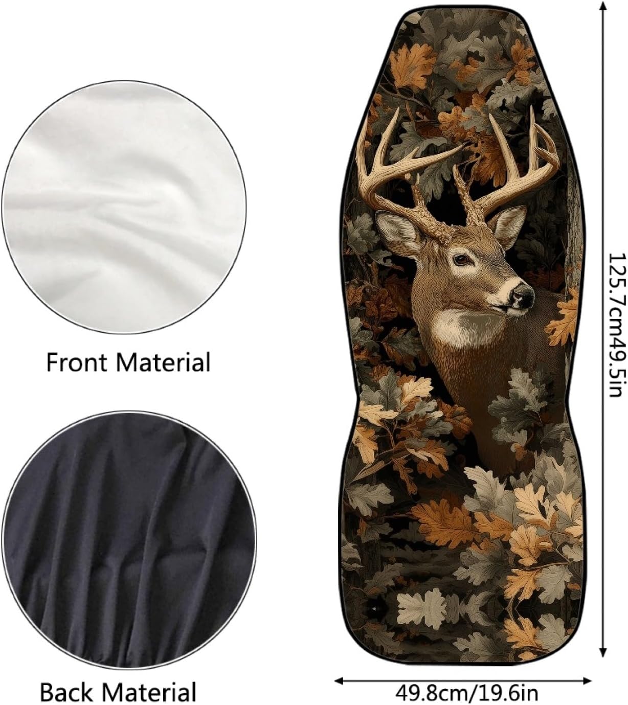 Deer Car Seat Covers Waterproof Front Seat Covers Camo Hunting Forest Bucket Seat Cover Automobile Vehicle Interior Accessories Easy to Install