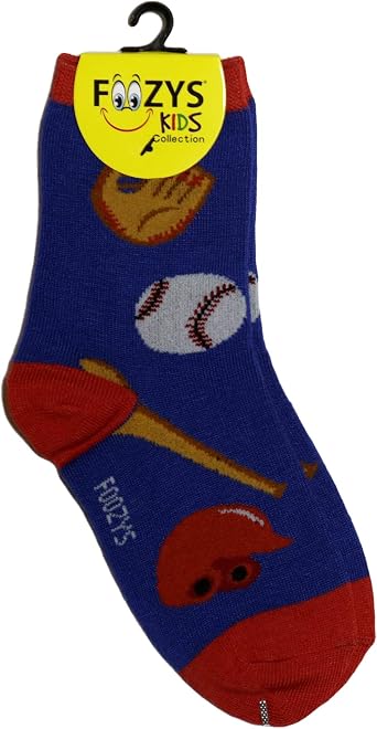 Foozys Boys Fun Baseball - Funny Cool Colorful Crew Socks