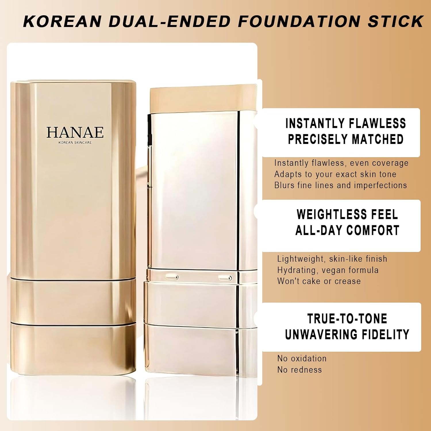 Hanae Foundation Stick, Korean Dual-Ended Foundation Stick, Contour Stick, Delivers A Natural, Seamless Finish With Long-Lasting Coverage—Suitable For All Skin Types (Natural)