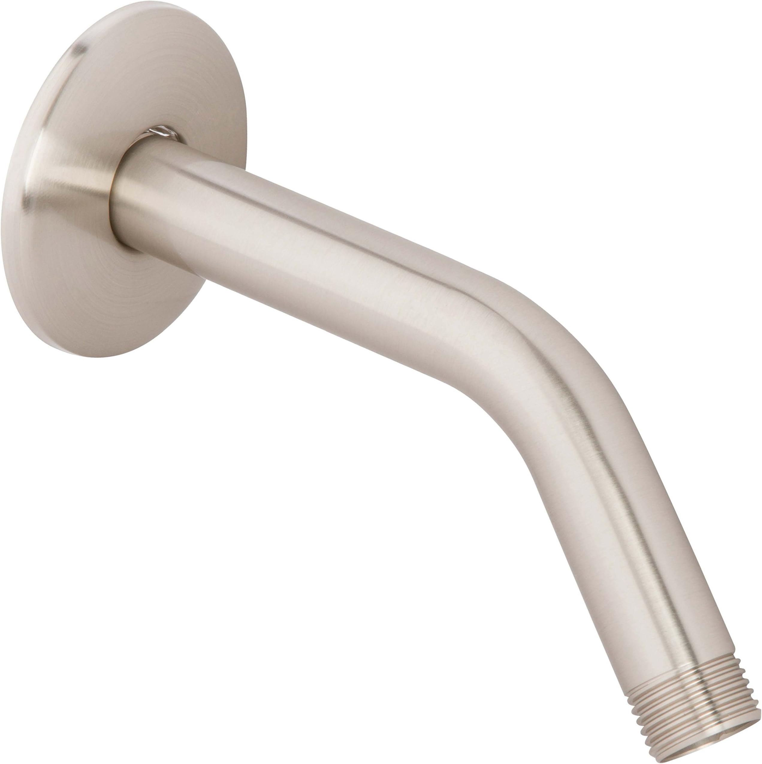 Aqua Elegante 6 Inch Shower Arm And Flange - Solid Stainless Steel, Wall-Mounted For Fixed Shower Head & Handheld Showerhead Mounts - Brushed Nickel