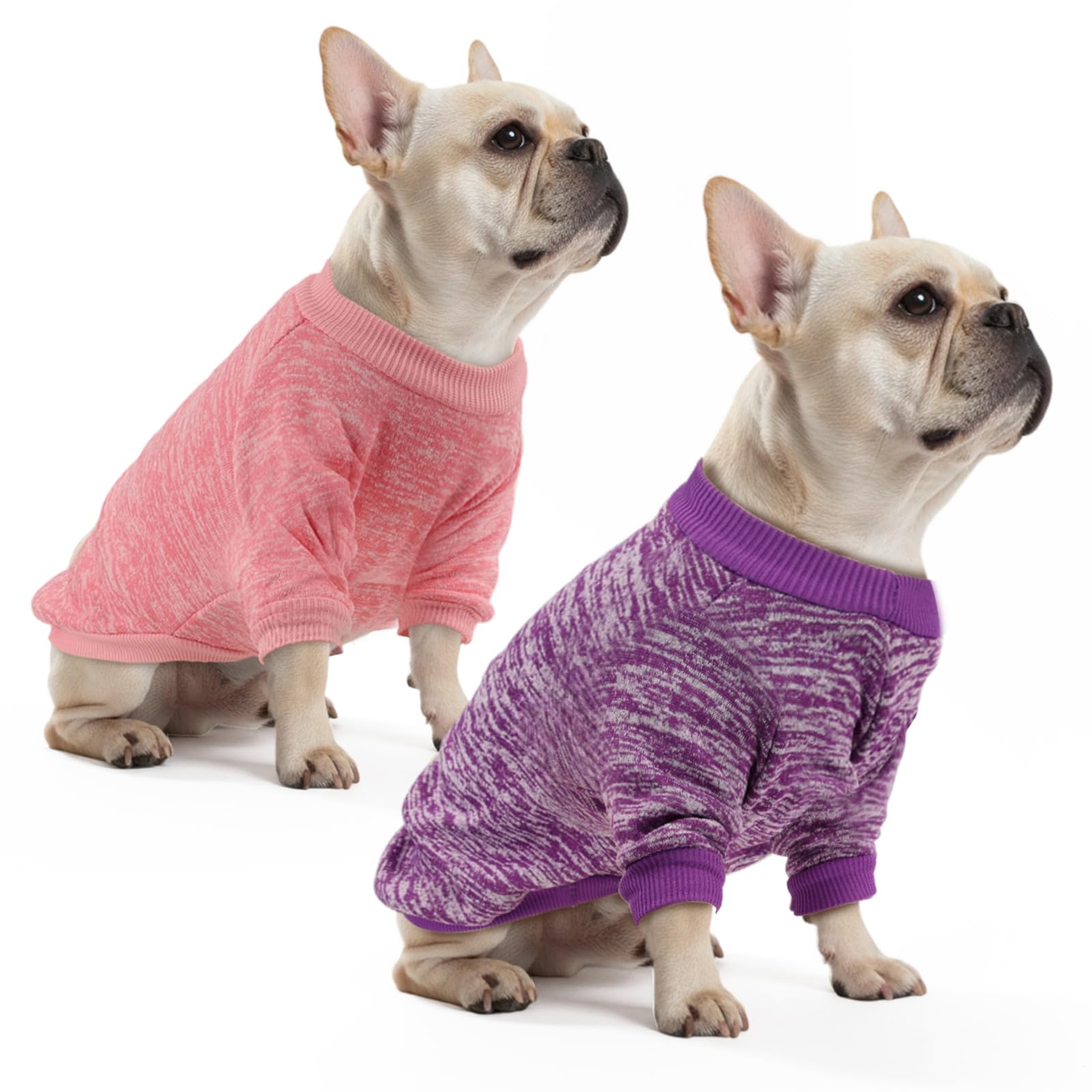 Viiotu 2 Pack Small Dog Hoodie Sweatshirt - Elastic Warm Knit Dog Jumper, Jacket & Clothes, Soft Breathable Winter Dog Costume, Machine Washable for Chihuahua, Pug, Yorkie
