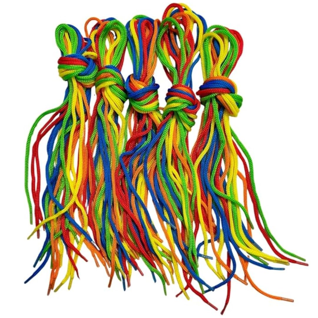 Springboard 3mm Threading Laces (50 Pack, 10 Colours), Craft Stringing Cords for Kids Beads, Buttons & EYFS Fine Motor Skills