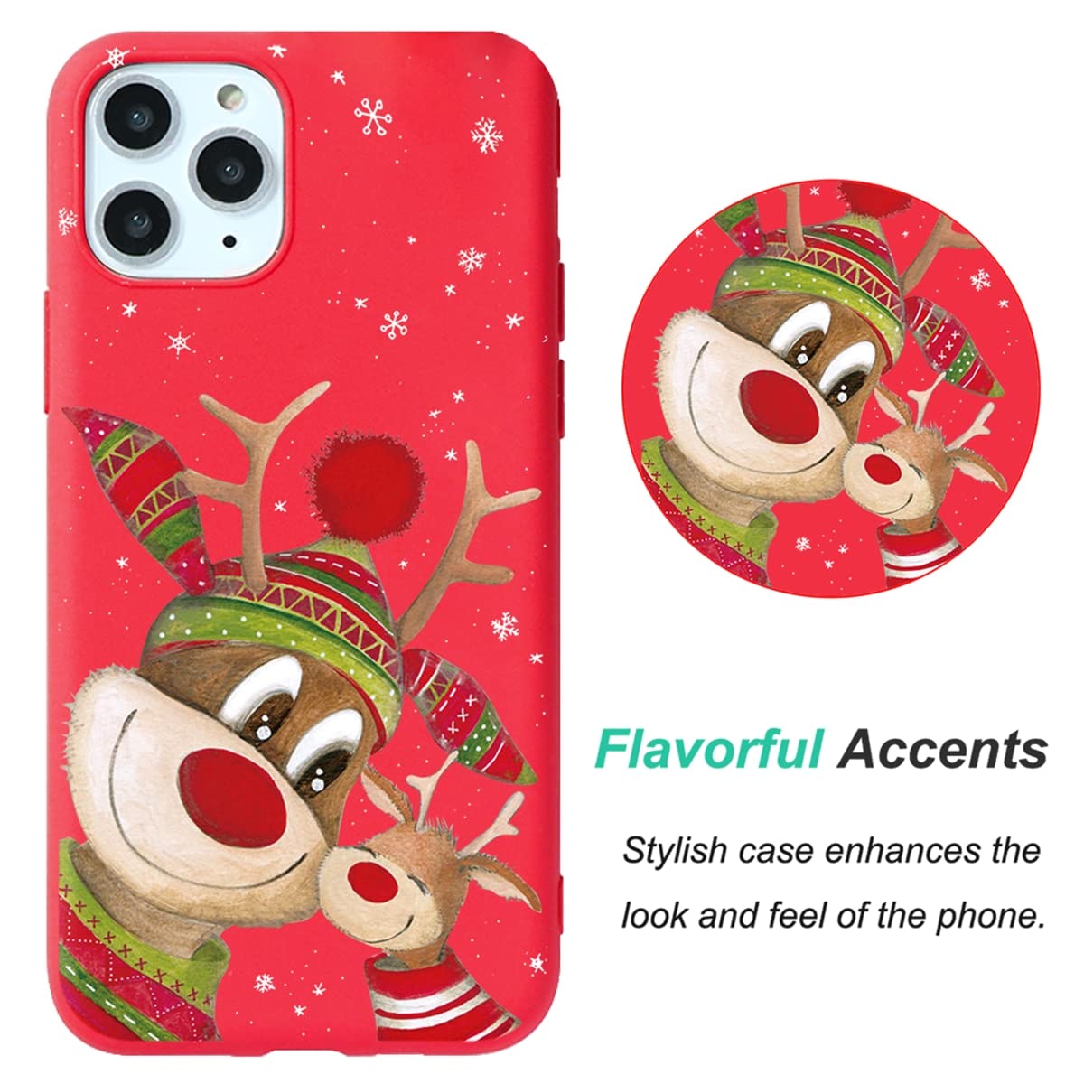 Yoedge 2× Rosso Natale Cover per OPPO A15 4G 6,52, Natalizio Custodia Morbida TPU Silicone con 3D Cervo Bambola Carino Cartoon Alce Disegni Aesthetic Christmas Case per OPPO A15 4G, Orso Natale