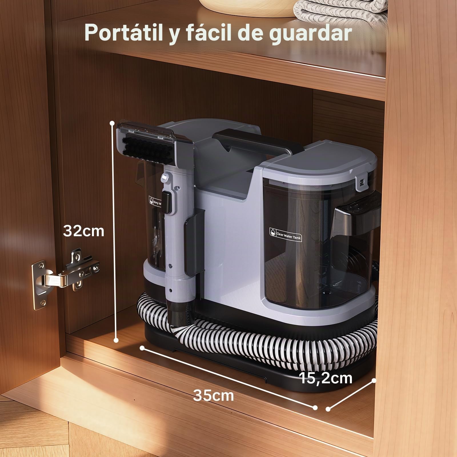 Lubluelu Aspirador húmedo para tapicería, 600 W, 18 kPa, con autolimpieza | Aspirador de lavado en húmedo con manguera larga, grandes tanques de agua y diseño ligero para alfombras, sofás y coches.