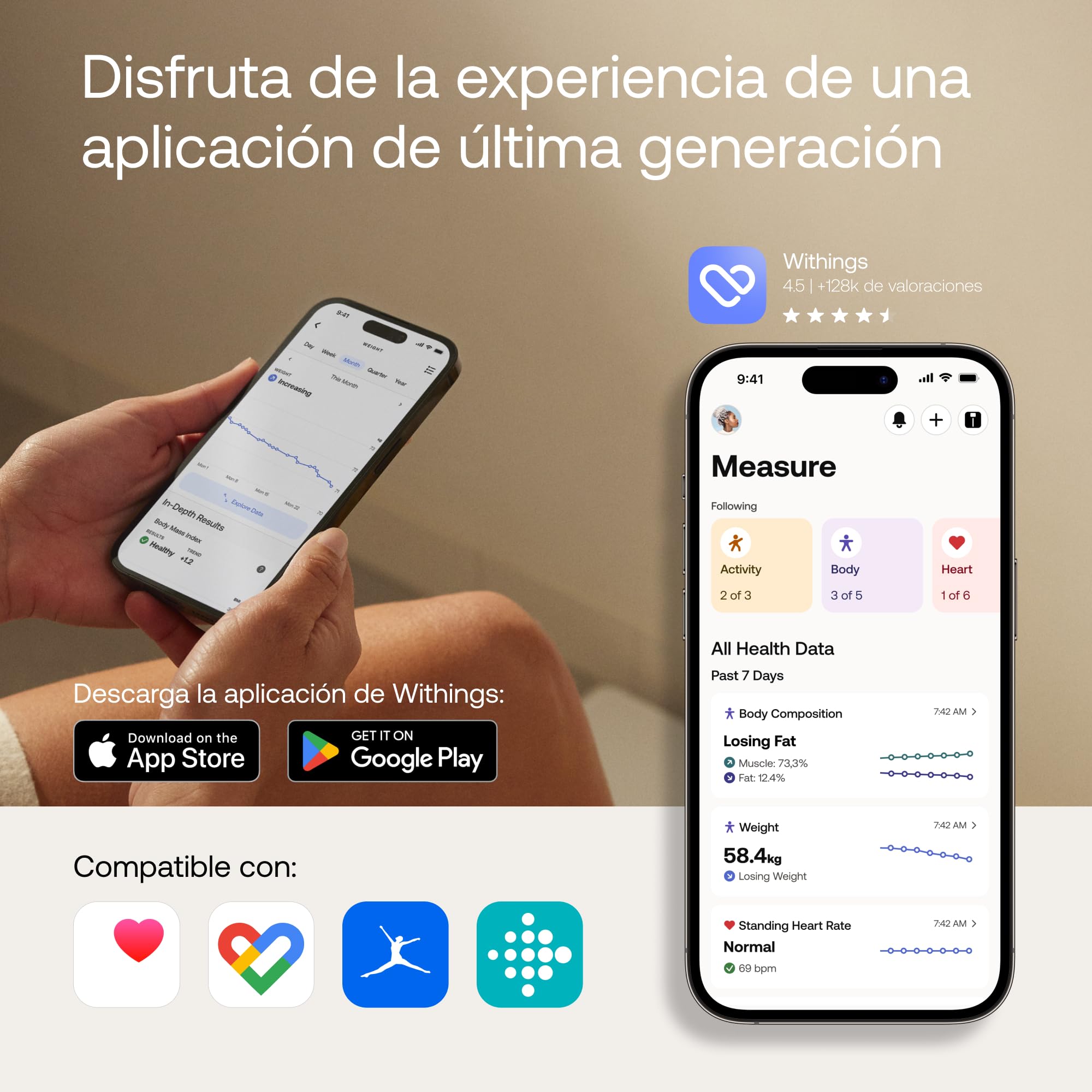 Withings Body Smart - Bascula de baño con Composición Corporal Avanzada (Peso, Grasa Corporal, Músculo, Masa Ósea, Agua, Índice de Grasa Visceral), balanza WiFi, Hasta 8 Usuarios