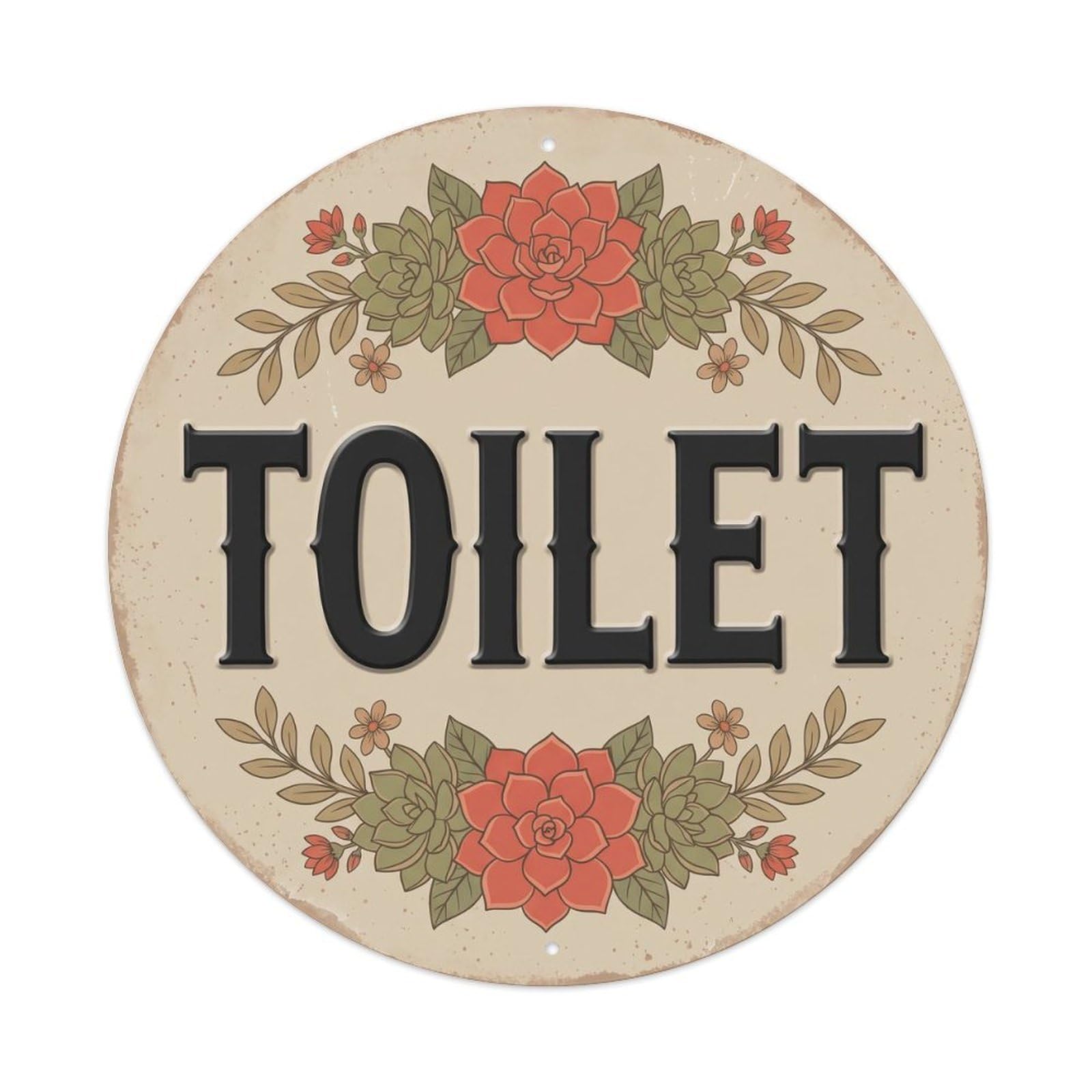 Okahys 8X8inch(20X20cm) Toilet(Wc) Signage Succulent Vintage Metal Tin Sign