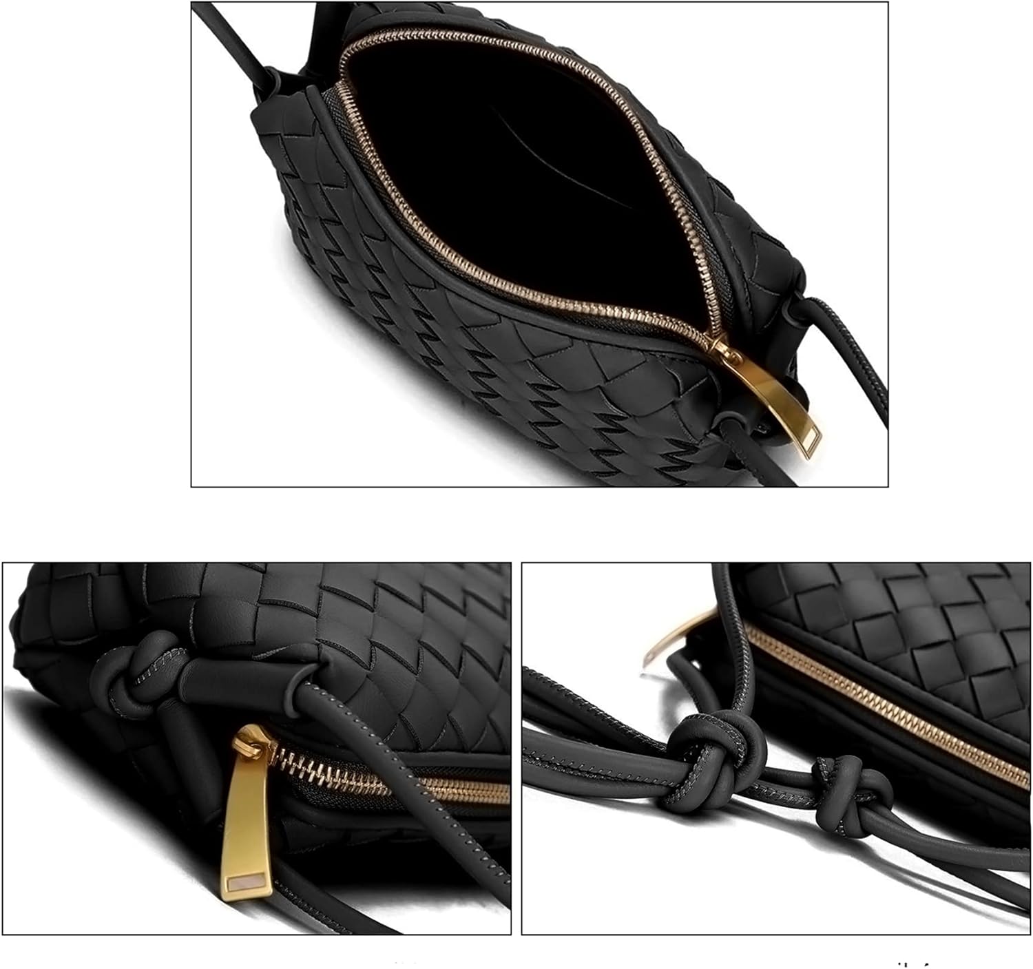 Woven Bag for Women Crossbody Shoulderbag, Small Vegan Leather Purse - Image 6