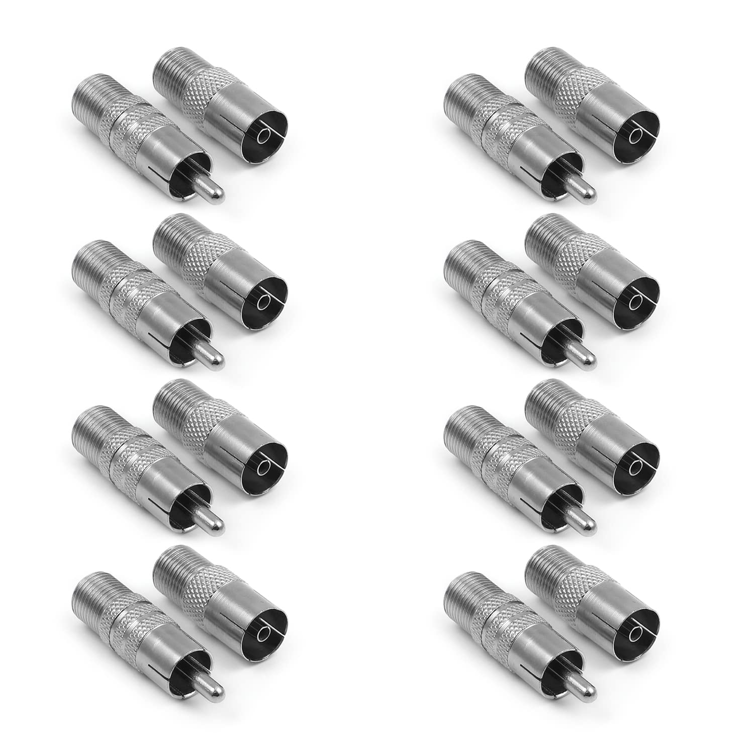 Othmro 8Pcs Straight Threaded RF Coax Connector Adapter F Female inch to RCA Male