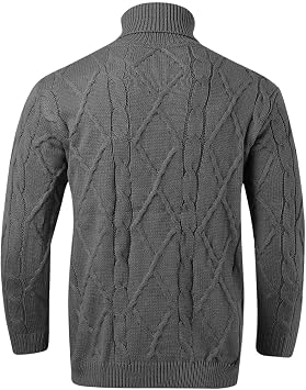 Turtleneck Sweaters, Men's Jumper Twisted Knitted Pullover Winter Slim Fit Long Sleeve Sweater Solid Colour Basic Warm Mens Jumper Turtle Neck Mens Chunky Knit Jumper Pullover Sweaters for Men