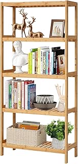 Kinfant 5-Tier Bamboo Bathroom Shelf - Bamboo Bookcase Storage Shelving,...
