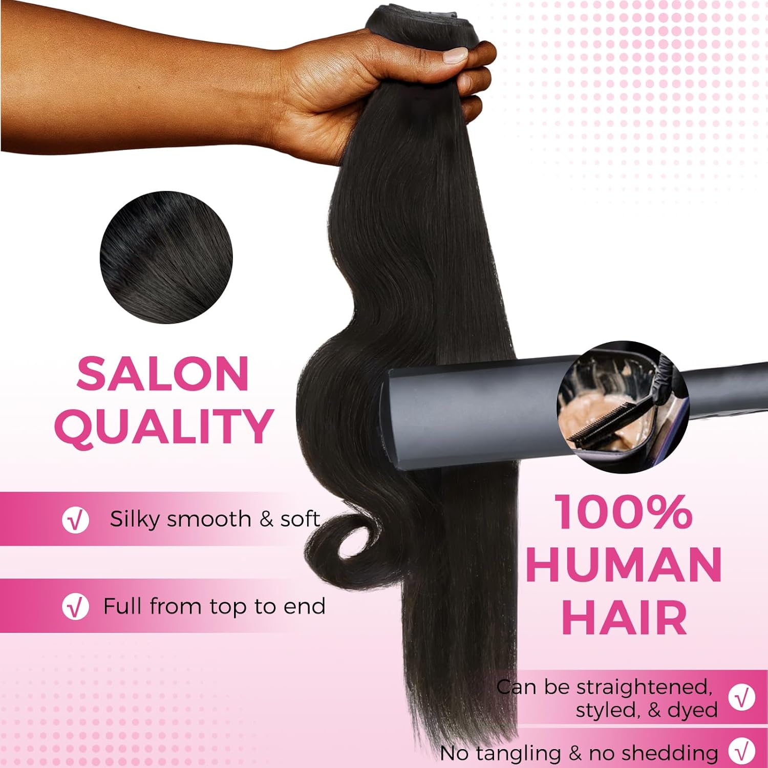 Lashey Genius Weft Seamless Clip in Hair Extensions Real Human Hair Natural Black Body Wave 16 Inch 7pcs 110g Handmade Thin Weft Clip ins for Women