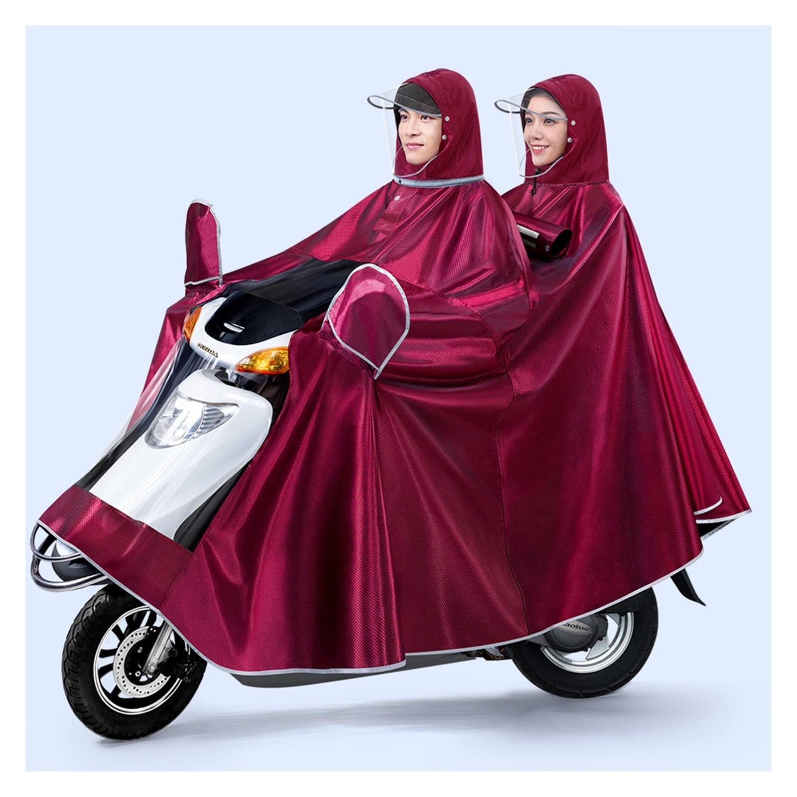 Hooded Rain Poncho with Mirror Cover Multicolor 4XL-5XL(Red,5XL)
