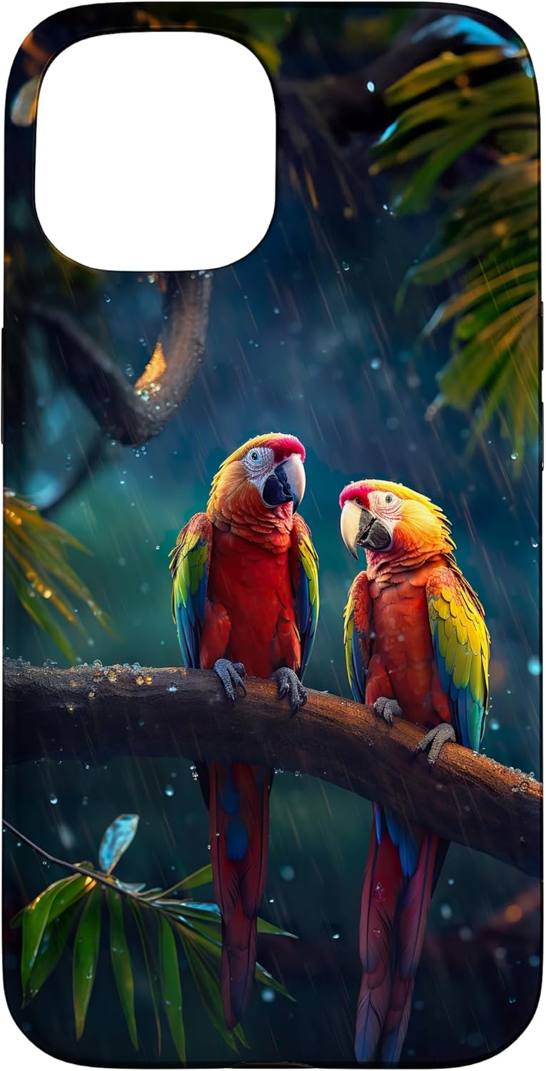 Vibrant Parrots in Rainforest Case for iPhone 13