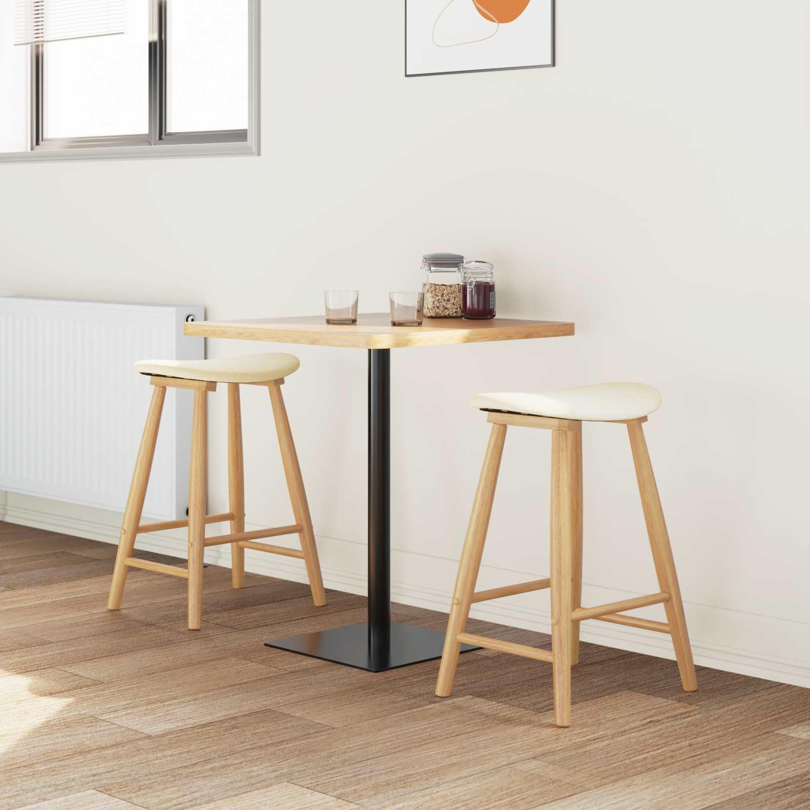 Set di 2 sedie da pranzo in legno massiccio naturale, 46 x 37 x