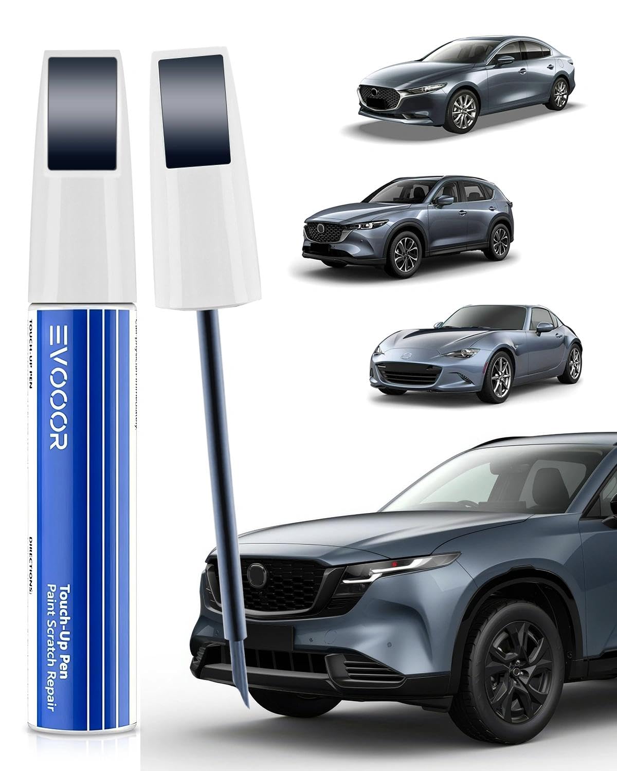 EVOOOR (42M) Deep Crystal Blue Pearl Lackstift 2-in-1 für Mazda - Zur Kratzerreparatur, Schnelle & Einfache Lösung