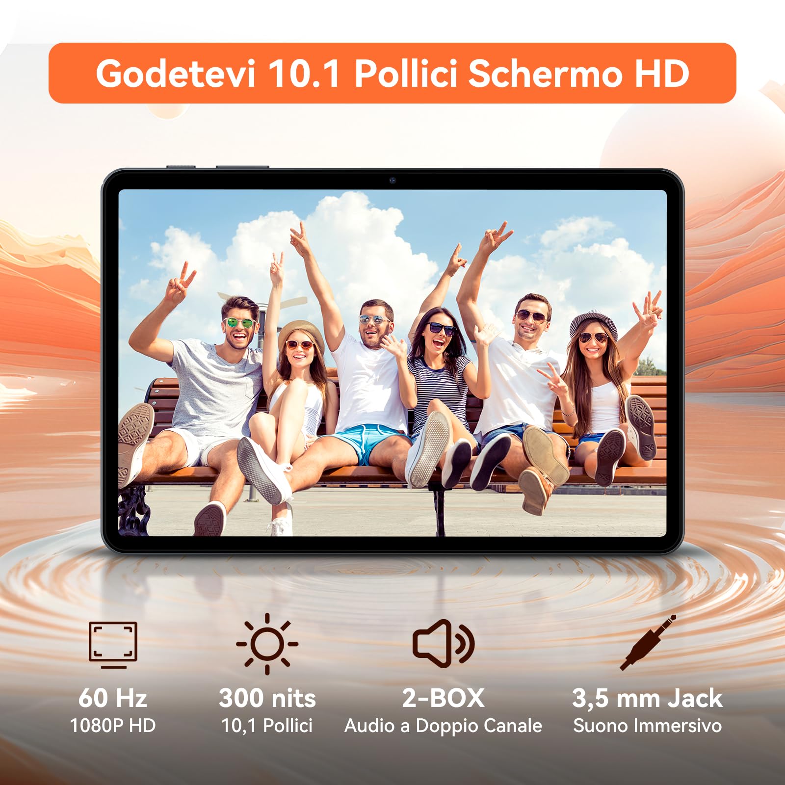 TABWEE T80 Tablet Android 15 con Gemini AI, 12 GB RAM + 128 GB ROM (2 TB TF), Tablet 10 pollici, Bluetooth 5.0 | 5G WiFi | Batteria 6000 mAh | Display 1280 x 800 | Jack 3,5 mm | Tipo-C | WPS | GPS