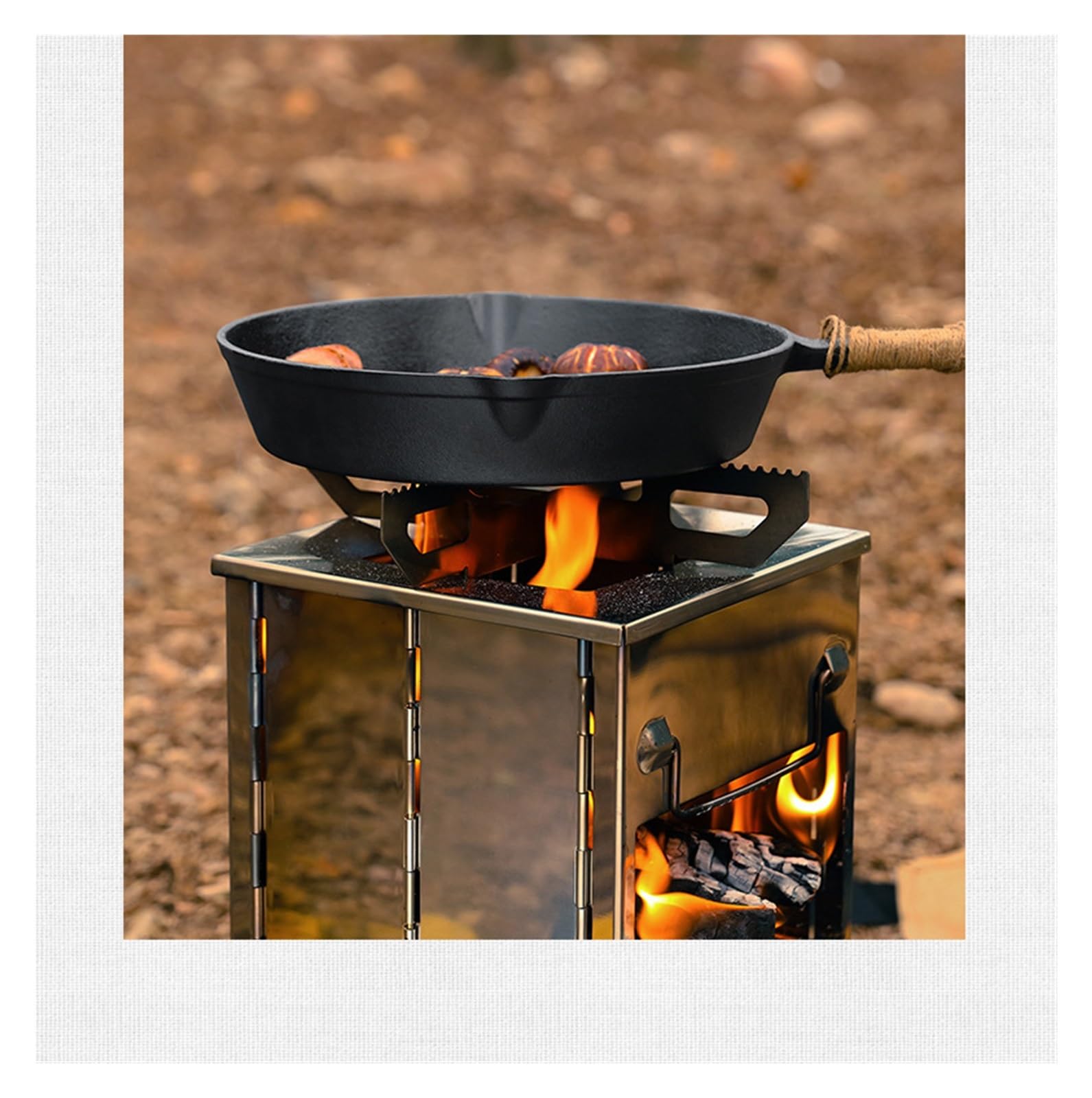Estufa de Leña Mini Parrilla Plegable de Acero Inoxidable for Exteriores, Ideal for barbacoas, Camping, picnics, Estufas carbón y Parrillas for Barbacoa