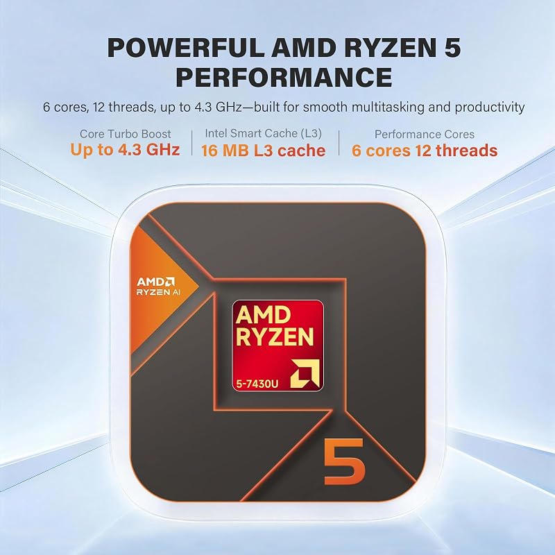HP 17.3" Touchscreen Business Laptop, AMD Ryzen 5 7430U (6-Core), 20GB RAM, 512GB SSD, Large Anti-Glare Display, Backlit Keyboard, WiFi 6, Windows 11 Pro, Ideal for Office & Students, w/Accessories image 3