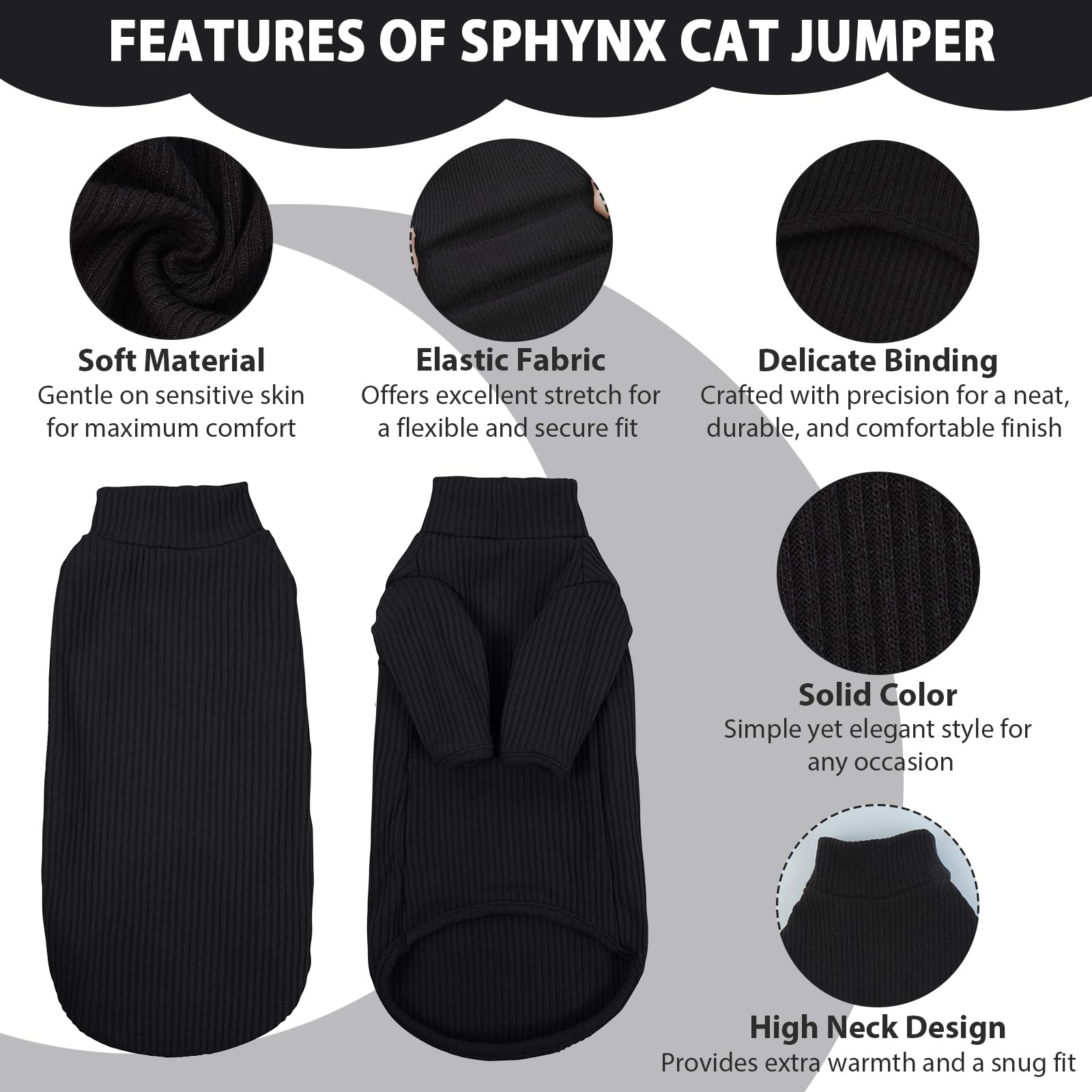 Hairless Cats Vest Turtleneck Sweater, Breathable Cat Wear Shirt Clothes, Pullover Kitten T-Shirts with Sleeves, Cat's Pajamas Jumpsuit for Sphynx, Cornish Rex, Devon Peterbald, Green — view 2