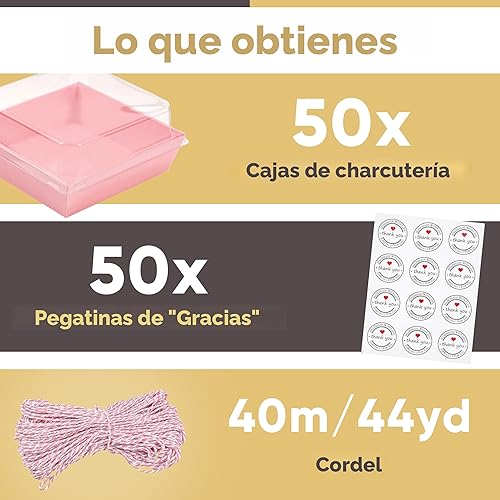 Miniatura 3 de Paquete de 50 cajas pequeñas transparentes para golosinas, cajas de postre para llevar, mini recipientes de papel desechables de 5 pulgadas