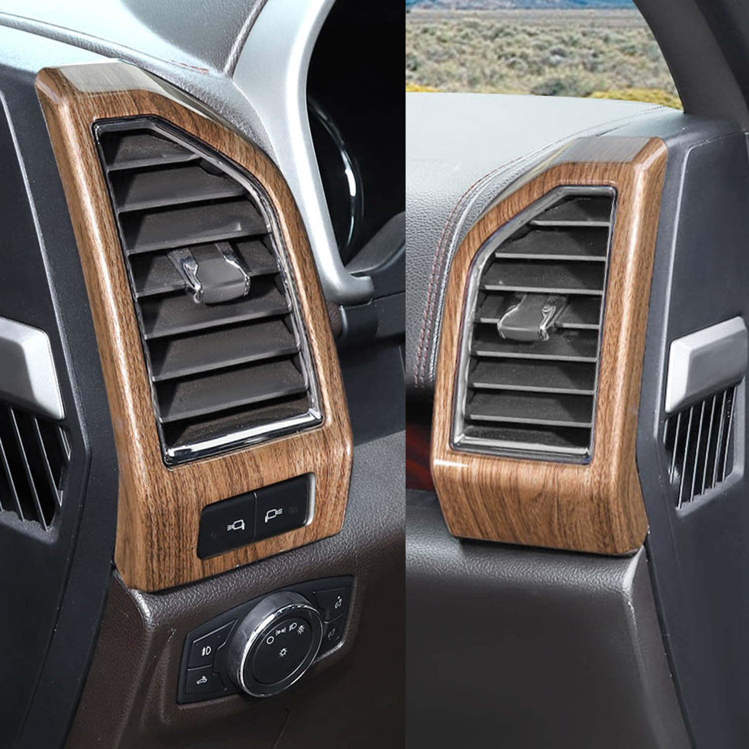 JeCar Wood Grain Dash Vent Cover Trim for Ford F150 2015 2016 2017 2018 2019 2020