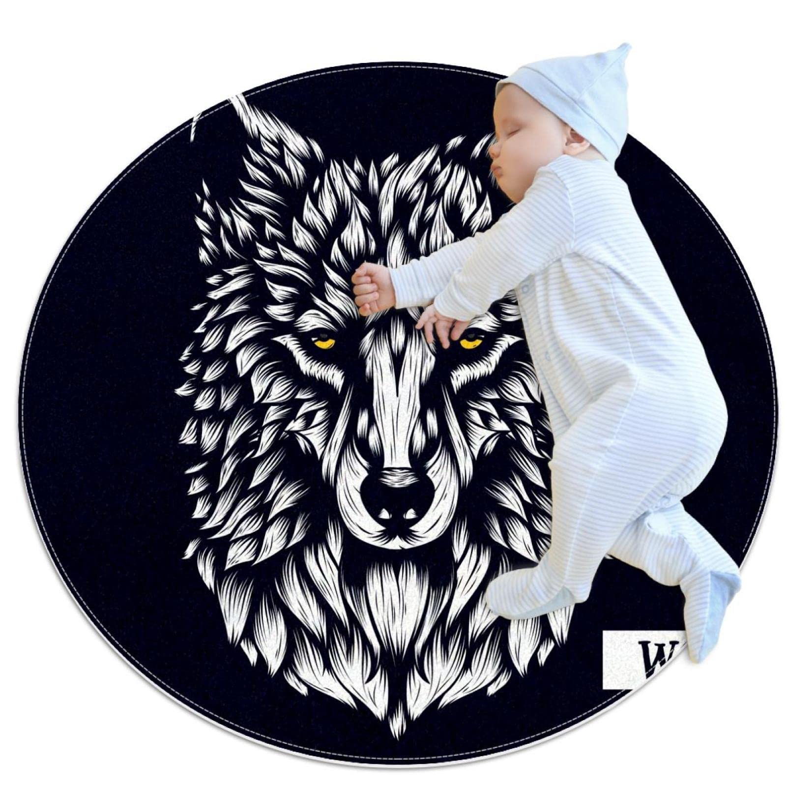 Tapis loup de salle de bain et descente de lit ronde pour chambre