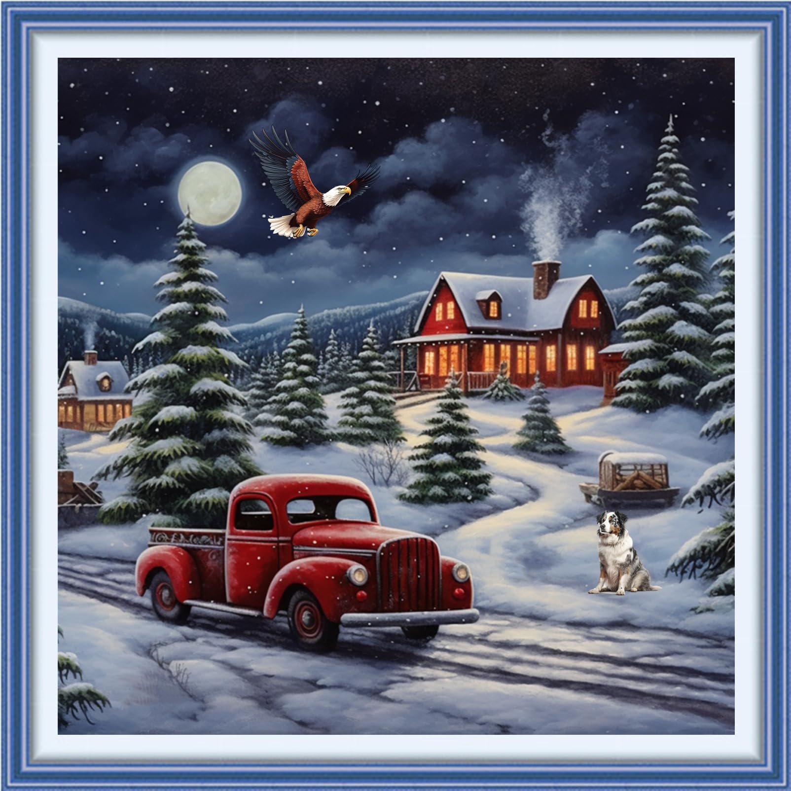 Funxvoot Stamped Cross Stitch Kits Beginners Full Range of Embroidery Kits for Adults 11CT Embroidery Patterns Needlepoint Kits Printed Cross Stitch Kits - (Christmas Night Scenery 18x18 inchs)