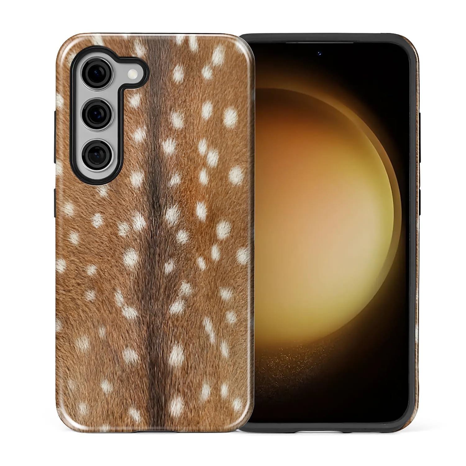 Coque Samsung S23 rigide et silicone antichoc motif cerf marron - 8