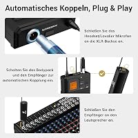 TONOR UHF Vezeték nélküli Mikrofon Szett – Fej- és Gallérmikrofon, Bodypack Adó, Mini Vevő, 60 m Hatótáv 8