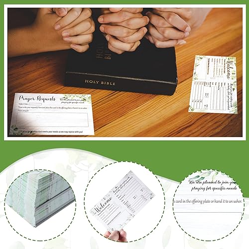 Miniatura 5 de Paquete de 180 tarjetas de bienvenida de 3 x 5 pulgadas, tarjetas decorativas de eucalipto para petición de oración para felicitación de iglesia