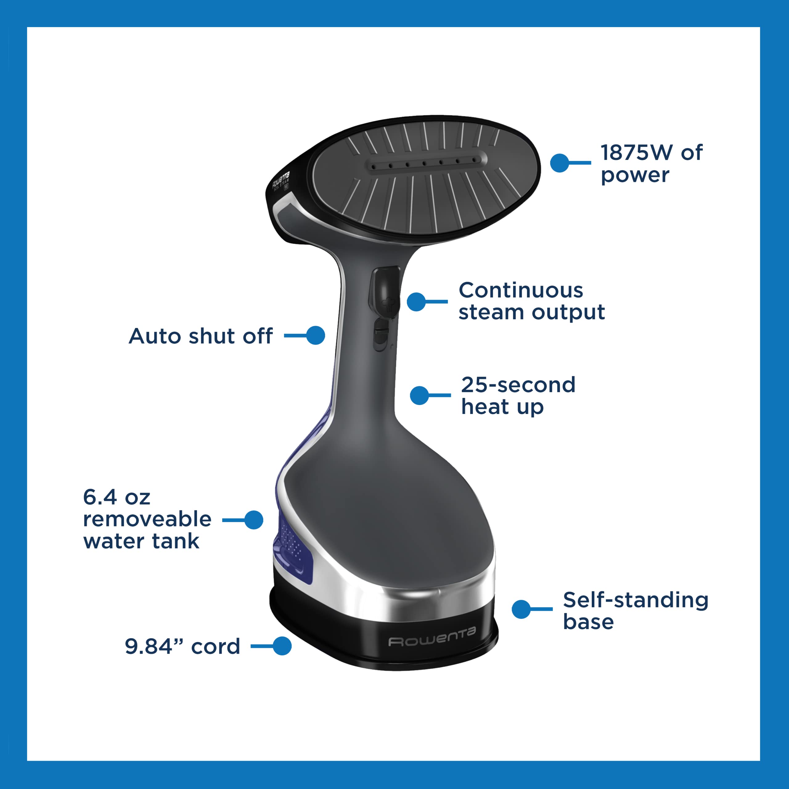 Rowenta XCel Handheld Steamer, Medium, Black and Blue Buy Online in