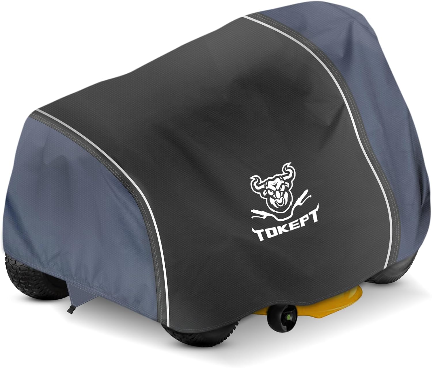 Riding Lawn Mower Cover, Heavy Duty Waterproof Tractor Cover with Wind Triangle Straps Fits Decks up to 54", Universal Garden Tractor 72"L x 54"W x 46"H (Black&Grey)