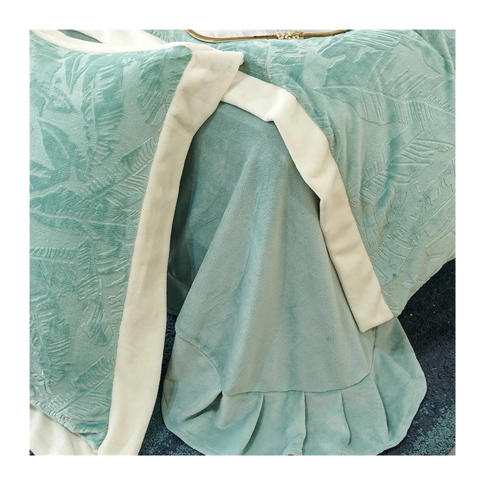 Komplet Pościeli Winter Fleece 4-Częściowy, Rzeźbiony Aksamit, Żakard, Koralowy Aksamit, Poszewka Na Kołdrę, Prześcieradło, Narzuta Na Łóżko, Poszewki Na Poduszki, Kołdr,1,King,Flat