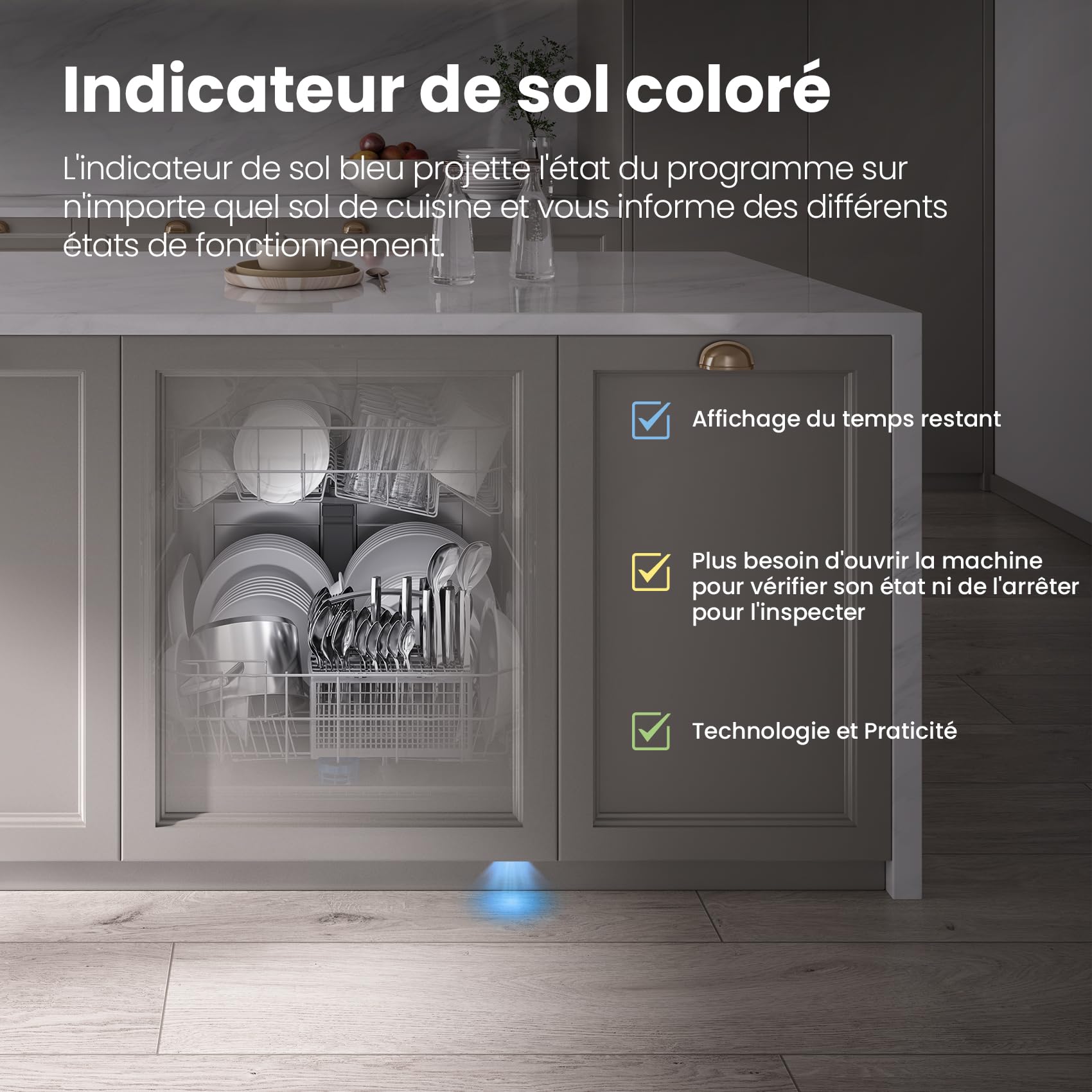 COMFEE' CDWPB1215PB-EU Built-In Dishwasher, 12 Cutters, 60 cm, WiFi | IoT Function, Cloud Wash, Quick Wash 30 min, Extra Dry, Delayed Start, 47 dB, White