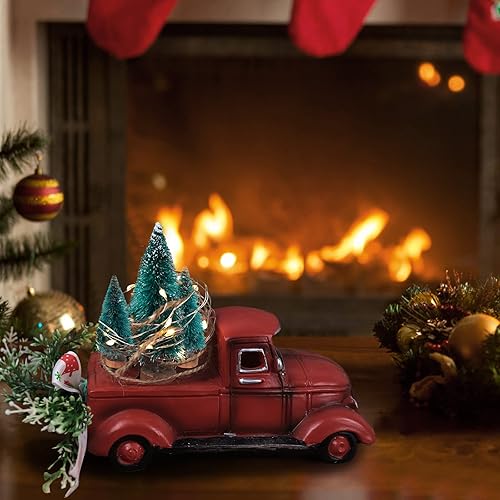 Miniatura 7 de Adorno vintage de Navidad rojo para camioneta brillante de árbol de Navidad, decoración de manualidades rústicas rojas para fiesta en el hogar