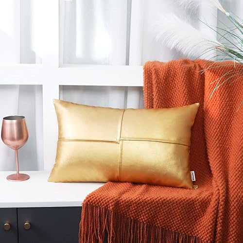 Miniatura 100 de BRAWARM Fundas de almohada de piel sintética de 20 x 20 pulgadas, paquete de 2, fundas de almohada de cuero crema, almohadas decorativas de cuero
