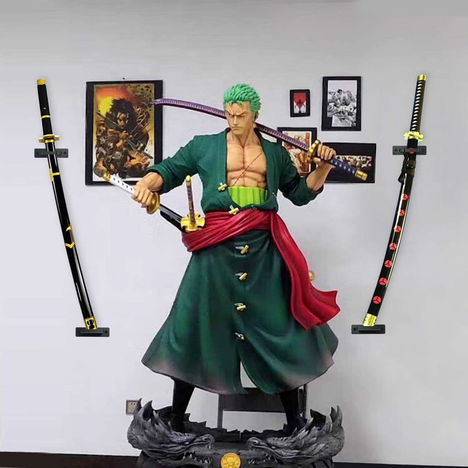 Sword Wall Mount Katana Holder Adjustable Tilting Vertical Display for Samurai Collection Versatile Bamboo Rack Hanger for Weapon Cosplay Blade Fishing Rod Flutes Billiard Cue Sticks 1-Tier Set of 2