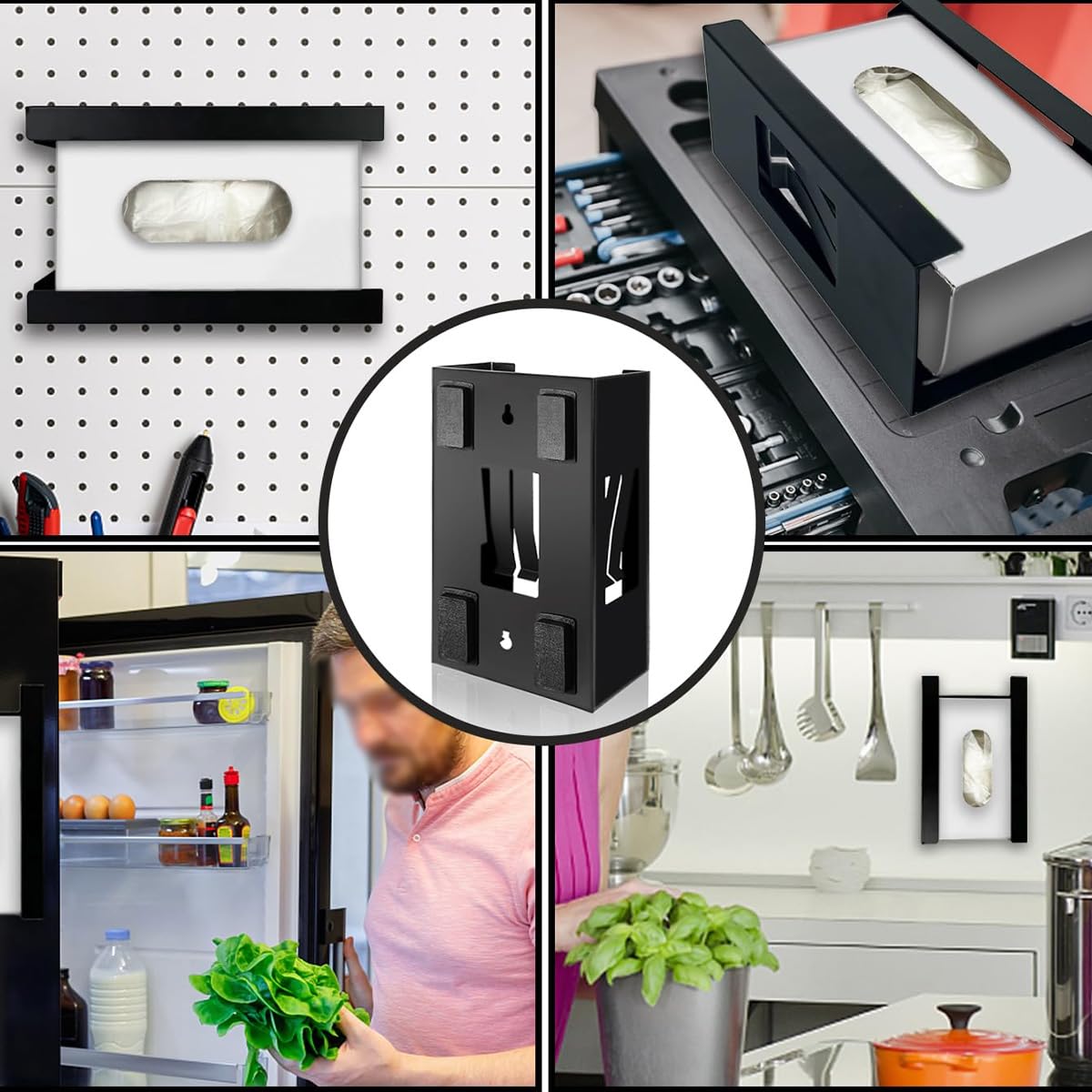 Tiardey Magnetischer Handschuh-/Taschentuchspender, schwarzer Handschuhspender Handschuhkastenhalter, magnetischer Handschuhkastenhalter, Wandmontage für einfachen Zugriff und Organisation Gewerbe, Industrie & Wissenschaft