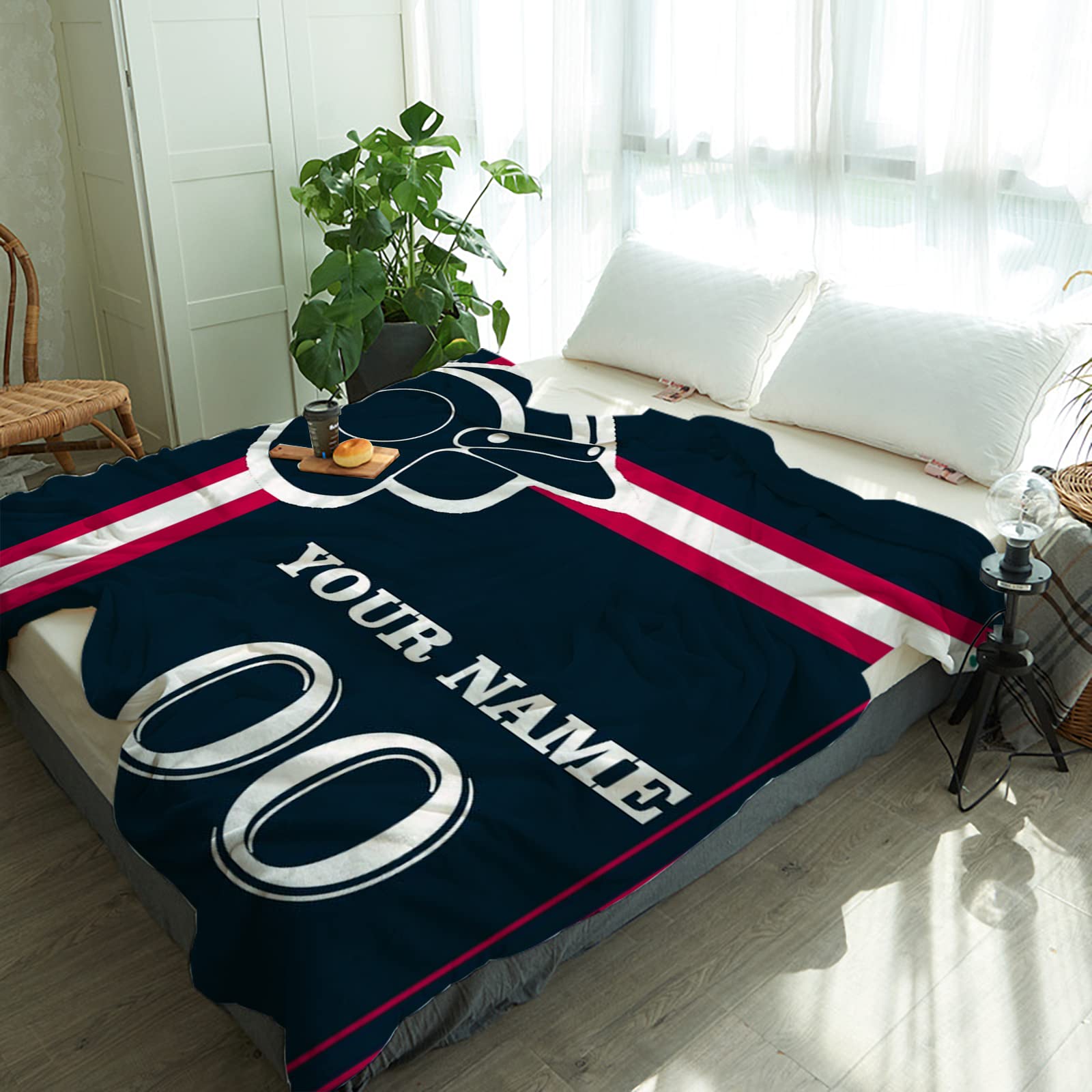 Manta personalizada con nombre de número: mantas de béisbol personalizadas de franela deportiva para amigos de la familia, año nuevo, para sofá, dormitorio