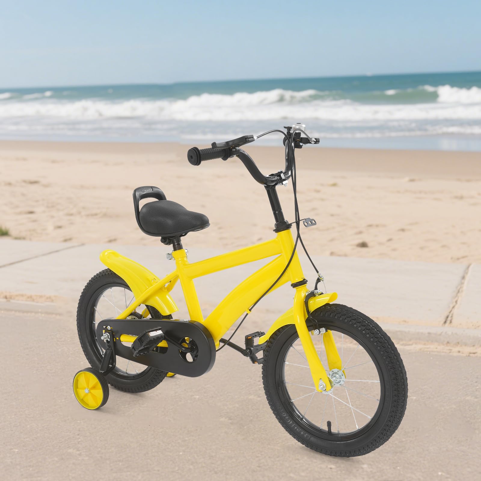 Bicicleta infantil de 14 pulgadas para niños y niñas a partir de 3 – 7 años, bicicleta mejorada para niños con ruedas estabilizadoras, bicicleta para niños, altura ajustable, bicicletas para