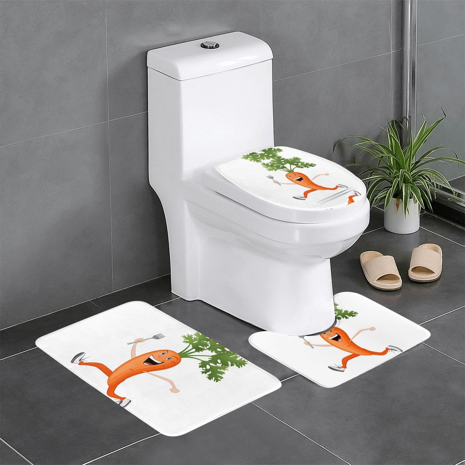 Tapis de salle de bain carotte lot de 3 tapis de sol antidérapant lavable 61x40 cm