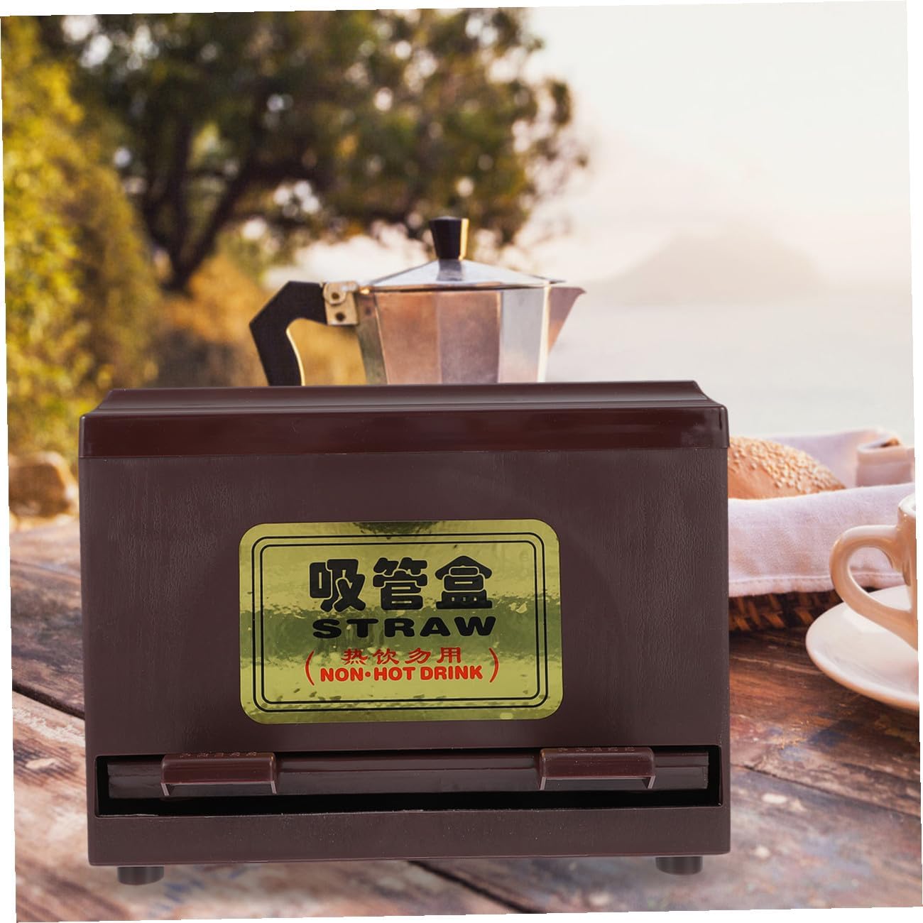 Lurrose Straw Dispenser Box Small Size Plastic Straw Container Black for Restaurant and Beverage Shops